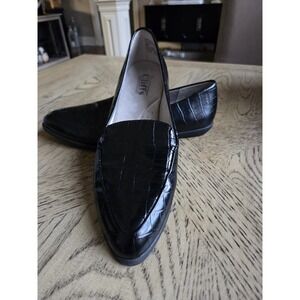 Cliffs Shoes Women's Size 8 Black Croc Embossed Slip-On Loafers Comfort Shoes
